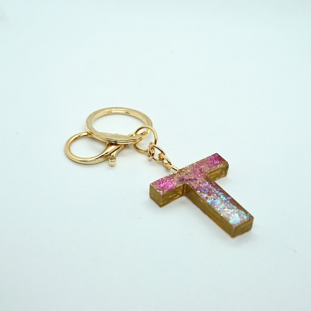 T initial Keyring Pink & Gold NEW